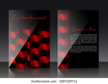 Template of postcard with festive decoration in the form of red round elements and a metallic conical texture