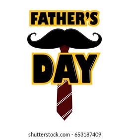 Template for a postcard in honor of the Father's Day holiday. Illustration with a mustache, tie.