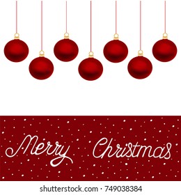 Template for a postcard with an inscription and Christmas balls