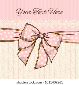Template for postcard or invitation with a bow. Can be used for scrapbook, print and etc.