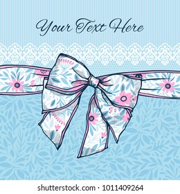 Template for postcard or invitation with a bow. Can be used for scrapbook, print and etc.