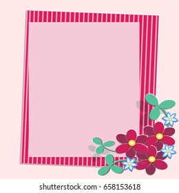 Template for postcard, invitation card with frame,flowers and decorative elements