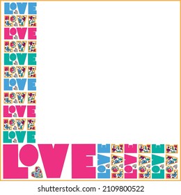 Template for a postcard poster label on the theme of love