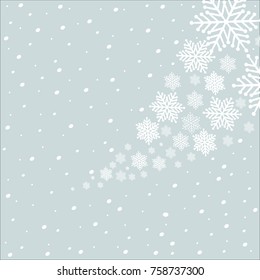 Template for postcard snowflakes on a blue background