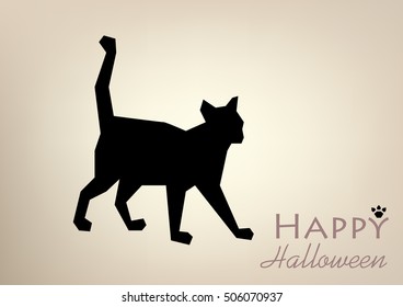 Template of postcard/card/poster/banner with black cat silhouette. Vector image.