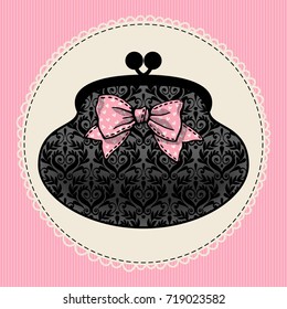 Template of postcards or invitations with a vintage handbag.