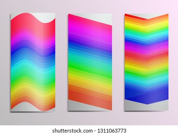 template for postcards.Rainbow on the cover gracefully emphasizes the bright congratulatory mood.Bright colorful templates for cards and flyers.