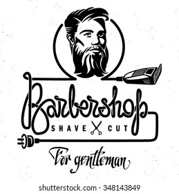 The template of poster to barbershop. Hand drawn lettering