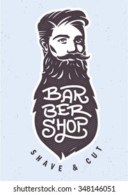 The template of poster to barbershop. Hand drawn lettering