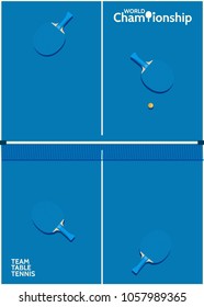Template for poster, card or ticket. Racket for table tennis and ball. Vector illustration