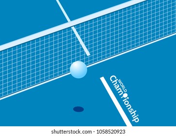 Template for poster, card or ticket. Racket for table tennis and ball. Vector illustration