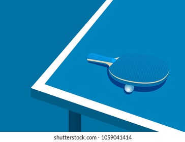 Template for poster, card or ticket. Racket for table tennis and ball. Vector illustration