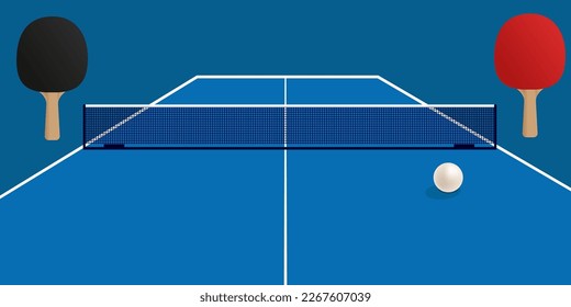 Template for poster, card, or ticket. Racket for table tennis and ball. Vector illustration.