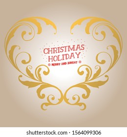Template for poster christmas holiday, with abstract leaf flower frame ornament. Vector