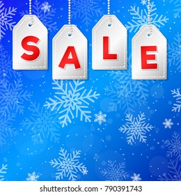 Template of poster with copyspace for Winter or Christmas Sale. Vector.