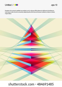 Template for a poster or cover with colorful gradient triangular shapes. Geometric vector illustration made by transparent overlapped layers. Element of design.