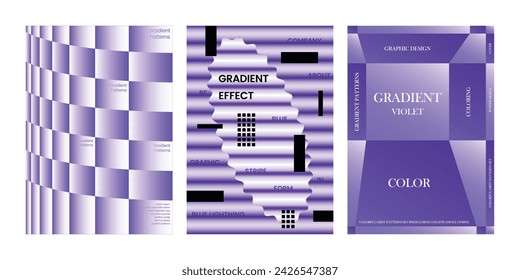 template poster design set purple violet gradient image concept modern Brutalist Abstract Geometric aesthetic background flyer paper cover layout editorial vertical graphic design effect impact