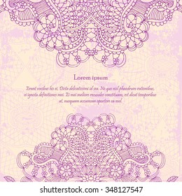 Template poster with doodle flowers and paisley for your business. Vector abstract background for invitations, business documents, cards, flyers and placards. 