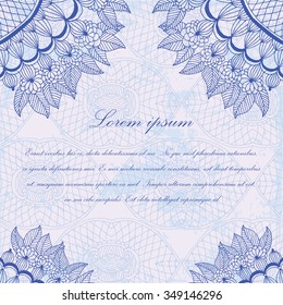 Template poster with doodle flowers and paisley for your business. Vector abstract background for invitations, business documents, cards, flyers and placards. 