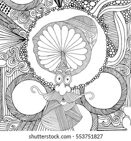 Template poster with doodle mushroom and elements for your business. Vector background for invitations, business documents, cards, flyers and placards.