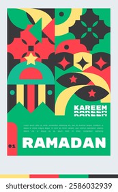 Template Poster geometric Ramadan Kareem Design.
 Celebrate the Spirit of  a Heartfelt 