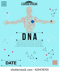 Template poster geometry. Abstract geometric background. Poster Geometric. Banner for DNA. Geometric.Trendy geometric elements memphis cards. Modern abstract design poster, cover, card design.