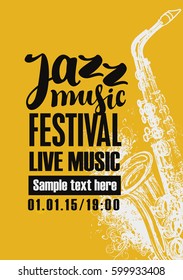 Template Poster for jazz festival live music with a saxophone