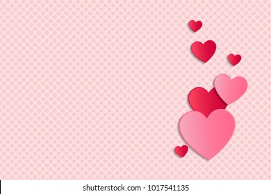 Template of poster with paper cut hearts and copyspace. Valentine's Day, Mother's Day or Women's Day. Vector.