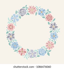 Template of a poster with pastel coloured flowers. Mother's Day, Woman's Day and Valentine's Day. Vector.