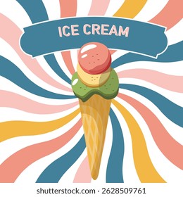 Template for poster, postcard, and retro ice cream menu
