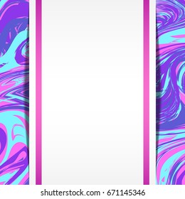 Template for a poster a rectangular zone for text on an abstract background with the effect of a tie dye. Marbling square leaflet with space for text.