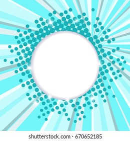 Template for a poster with a round zone for text on a retro style for advertising promotions and discounts. Material design background in turquoise tone.