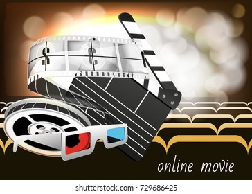 Template for poster, website and online movie. Firecracker coil details of the film. Vector illustration.