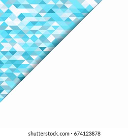 Template for a poster with a white zone for text on an abstract background. Material design in turquoise tone.