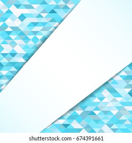 Template for a poster with a white zone for text on an abstract background. Material design in turquoise tone.