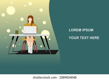 Template poster of women studying or working