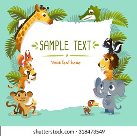 Template Poster with zoo animals. - Shutterstock ID 318473549