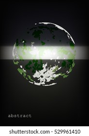 Template of poster/banner with abstract sphere on black background. Vector image.