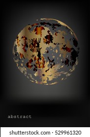 Template of poster/banner with abstract sphere/planet on black background. Vector image.