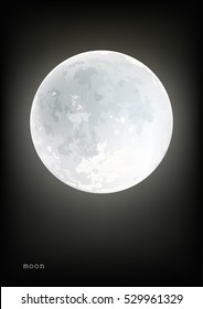Template of poster/banner with realistic Silver Moon. Vector image.