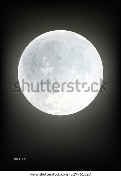 Template of poster/banner with realistic Silver\
Moon. Vector image.
