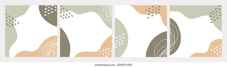 Afiches de plantilla en estilo boho, colores pastel, formas abstractas con círculos y puntos. El lugar está vacío para su inserción. ... Ilustración del vector