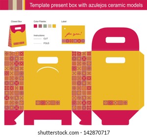 Template present box with azulejos ceramic models