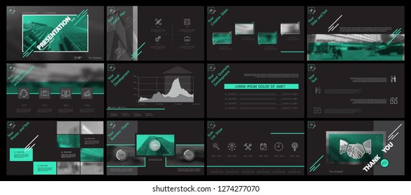 Template presentation. 2020. Green, gray, black background. Multipurpose template for slides, business infographics. Postcard, brochure, corporate report, marketing, advertising, circle, text,digital