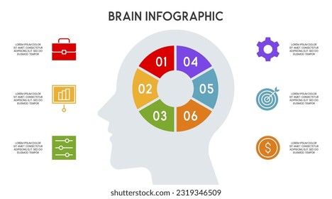 Template for presentation, diagram, graph and chart infographic 6 steps or 6 options