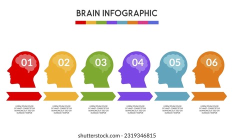 Template for presentation, diagram, graph and chart 6 steps with timeline