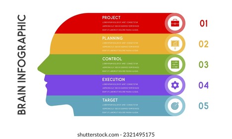 Template for presentation, diagram, graph and chart 5 steps