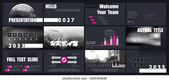 Template presentation. Elements of infographics for business slides on a black background. Vector Design of triangles. Use as a postcard, annual report, marketing, banner advertising, design services