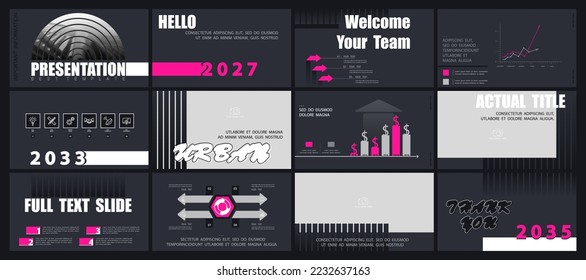 Template presentation. Elements of infographics for business slides on a black background. Vector Design of triangles. Use as a postcard, annual report, marketing, banner advertising, design services
