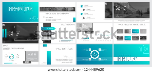 Template Presentation Green Gray White Background Stock Vector (Royalty ...